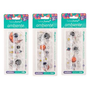 Kit Ganchos Fixadores Com Ventosa 3 Peças Suporta Até 2kg Plástico E Ferro Sortido 6x6cm LM2142 - honeyhome