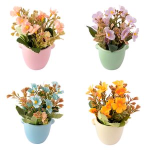 Vaso Jardineira com 3 Galhos Flores Primavera Cerâmica e Plástico Sortido 5,5x5,5x12cm LM1941 - Honeyhome