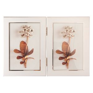 Porta Retrato10x15 de Mesa Duplo Paspatur Dobradiça Aço Inox Bordas Foscas 26.5x18x1cm LM2032 - honeyhome