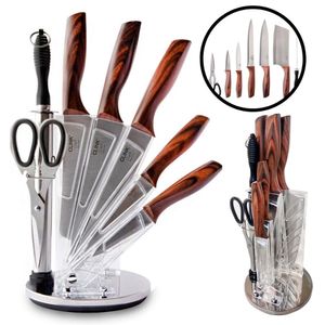 Conjunto de Facas Cheff Com Suporte Aço Inox 16x16cm 8 Peças CK6065 - Clink