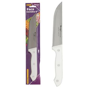 Faca de Cozinha Bianco Aço Inox Cabo Plástico Branco 27cm 53556 - Western Home