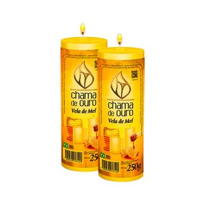 Kit 2 Velas Votiva Mel Amarela 250g - Chama de Ouro