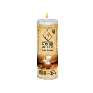 Kit 3 Velas Votiva Premium Branca 250g - Chama de Ouro