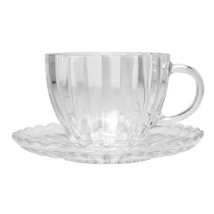 Conjunto Xícaras de Chá Com Pires Pétala Vidro 6 peças 220ml 20579 - Wolff