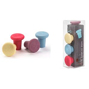 Conjunto Tampas Para Vinho Silicone Colorido 3,5x3,5cm 4 Peças 20662 - Wolff