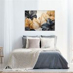 Quadro_Decorativo_Luxo_Folhagem_Azul_E_Dourado_60x90cm_Ref.1516_Art_Frame