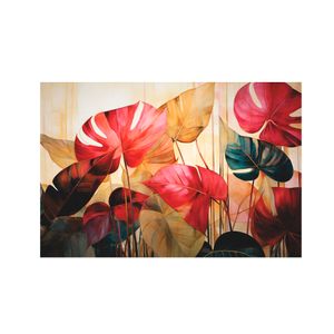 Quadro Decorativo Luxo Folhagem Vermelho E Dourado 60x90cm 1519 - Art Frame