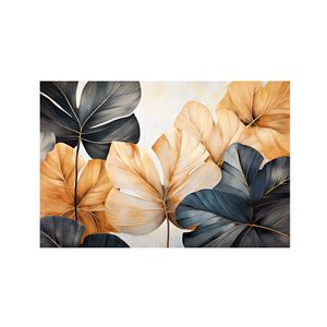 Quadro Decorativo Luxo Folhagem Azul E Dourado 60x90cm 1516 - Art Frame