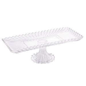 Travessa Retangular Geneva Com Pé Cristal 38x18x12cm 25846 - Wolff
