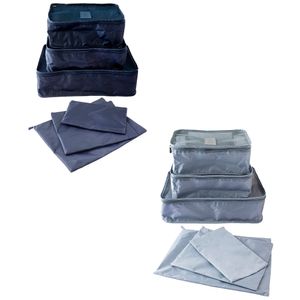 Kit Bolsas Viagem 3 Bolsas (p,m,g) E 3 Necessaires (p,m,g) Com Fecho Visor E Rede Poliéster Sortido LM1998 - honeyhome