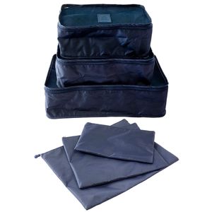 Kit Bolsas Viagem 3 Bolsas (p,m,g) E 3 Necessaires (p,m,g) Com Fecho Visor E Rede Poliéster Sortido LM1998 - honeyhome