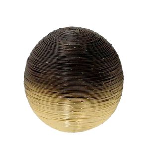Bola Decorativa Metal Preto E Dourado 10,5x10,5x10,5cm 700006 - Mabruk Presentes