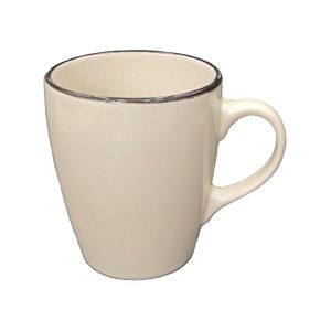 Caneca Luxus Cerâmica Creme Borda Escura 400ml 11x9cm LM2324 - honeyhome