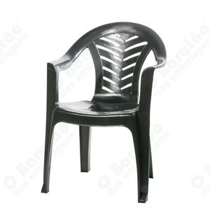 Cadeira Tambau Com Braço Plástico Preta 3064 - Plastex