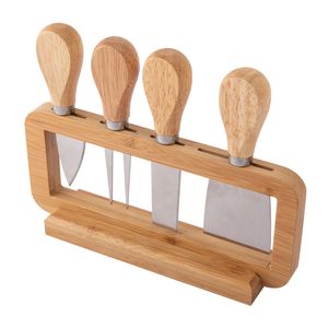 Conjunto Para Queijo Futuro Aço Inox E Suporte Bambu 20x4,5x15cm LM2132 - honeyhome