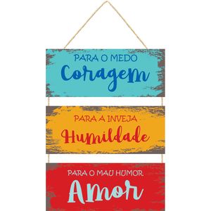 Kit Placas Decorativas Com Corda Coragem Mdf 3 Peças JPL2016 - Nsw