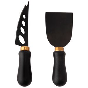 Conjunto Para Queijo Black 2 Peças (1 Espátula, 1 Faca) Inox Cabo Madeira LM2075 - honeyhome