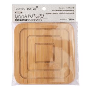Descanso de Panela Futuro Quadrado Bambu 17x17x1cm LM1779 - honeyhome