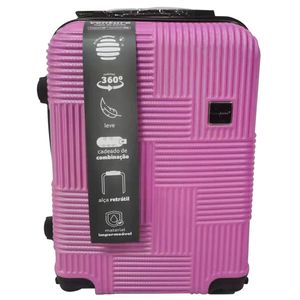Mala Viagem Bordo Venture 20" Rodinhas 360º 10kg Alça Telescópica Abs Rosa 39x22x55cm LM2309 - honeyhome