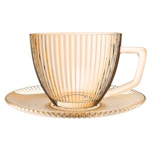 Conjunto Xícaras Para Café Vidro Graffiato Âmbar 90ml 6 Peças JGXC084AB - Hauskraft