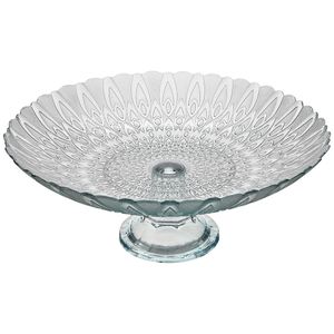 Centro de Mesa Pluma Com Pé Vidro Transparente 19x38cm - Vitazza