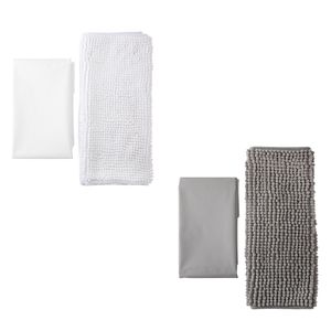 Kit Tapete e Cortina para Banheiro Linda 2 Peças 180x180cm Algodão Chenille e Plástico Sortido LM1905 - honeyhome