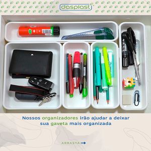 Organizador de Gaveta Flexível Plástico Branco - Dasplast