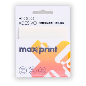 Bloco Adesivo Clearnote Branco Transparente 76x76mm 74000137 - Maxprint