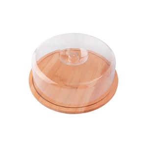 Boleira Redonda Futuro Base Bambu Tampa Plástica 28,8x28x9cm LM1791 - honeyhome