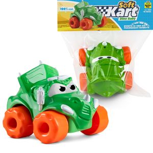 Carrinho Dinossauro Soft Kart Dino Baby Vinil Verde 0324 - Samba Toys