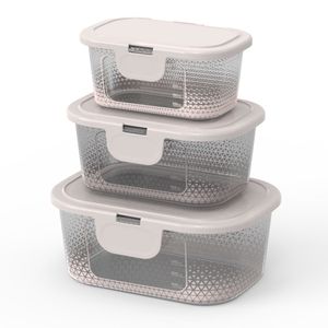Conjunto Potes Prisma Tampa Fixa Plástico 3 Peças 1L/600ml/350ml AD0106 - Potte