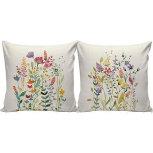 Kit Capa Almofada Flores Veludo Poliéster Bege 43x43cm 2 Peças CALW51462 - Nsw Decor