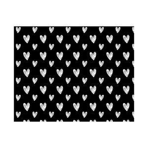 Lugar Americano Corações Poliéster Preto E Branco 33x45cm JAW9627 - Nsw Decor