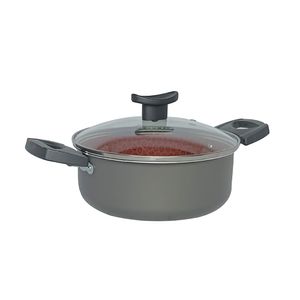 Caçarola Antiaderente Disegno Com Tampa Vidro Preta 18cm 103180521600 - Alumínio Firenze