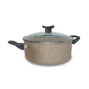 Caçarola Antiaderente Carrara Com Tampa Vidro Bege 22cm 103221021900 - Alumínio Firenze