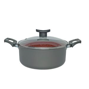 Caçarola Antiaderente Disegno Com Tampa Vidro Preta 22cm 103220521600 - Alumínio Firenze