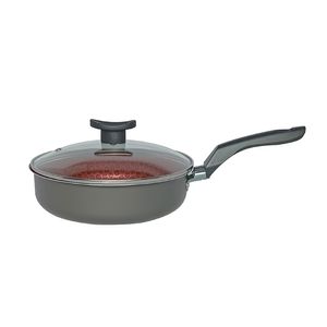 Frigideira Antiaderente Disegno Com Tampa Vidro Preta 22cm 106220521600 - Alumínio Firenze