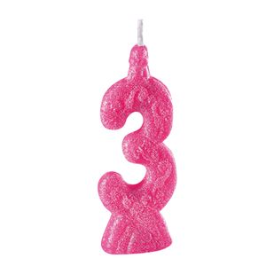 Vela Br Festas Super Número 3 Parafina Rosa MONA000156 - Brdecor