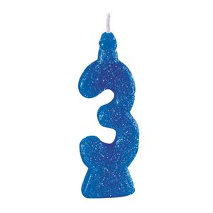 Vela Br Festas Super Número 3 Parafina Azul MONA000154 - Brdecor
