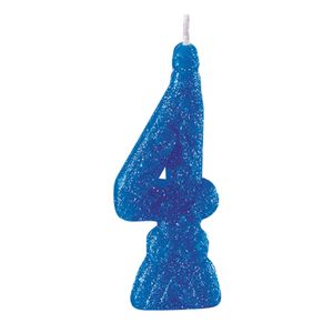 Vela Br Festas Super Número 4 Parafina Azul MONA000157 - Brdecor