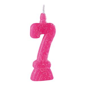 Vela Br Festas Super Número 7 Parafina Rosa MONA000168 - Brdecor