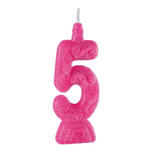Vela Br Festas Super Número 5 Parafina Rosa MONA000162 - Brdecor