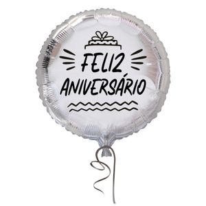 Balão Feliz Aniversário Foil Prata 18" MOPR000550 - Brdecor