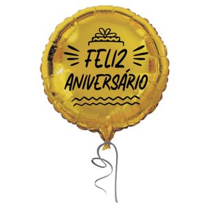 Balão Feliz Aniversário Foil Dourado 18" MOPR000551 - Brdecor