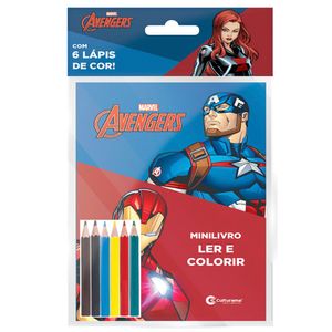 Mini Livro Infantil Ler E Colorir Com Lápis de Cor Vingadores 020910303 - Culturama