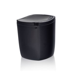 Lixeira de Banheiro Com Tampa Click Plástico Preto 7 Litros 72612 - Top Line