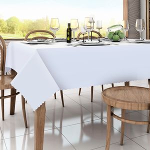 Toalha Mesa Retangular Gourmet Poliéster Branca 140x250cm 405557 - Salehtex