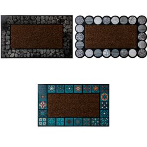 Tapete Capacho Em Pvc Borda Emborrachada Decorado Sortido 45x75cm LM1919 - honeyhome