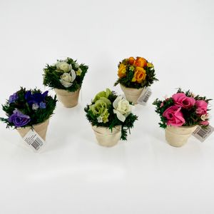 Mini Vaso Cerâmica Com Arranjo Cetim Sortido 10x8x8cm Ref.56LB - Galpão das Flores