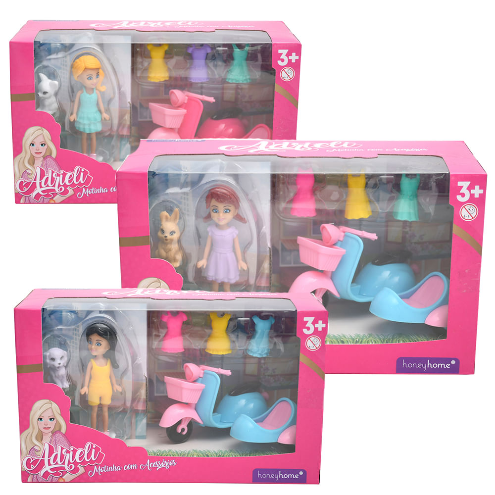 Mini Boneca Adrieli Motinha Com Acessórios Plástico Sortida LJM183